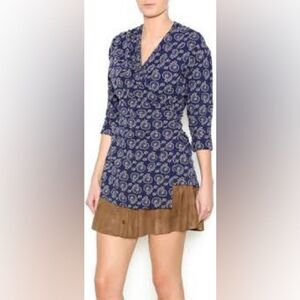 Effie's Heart Navy and White Bicycle Patterned Blouse